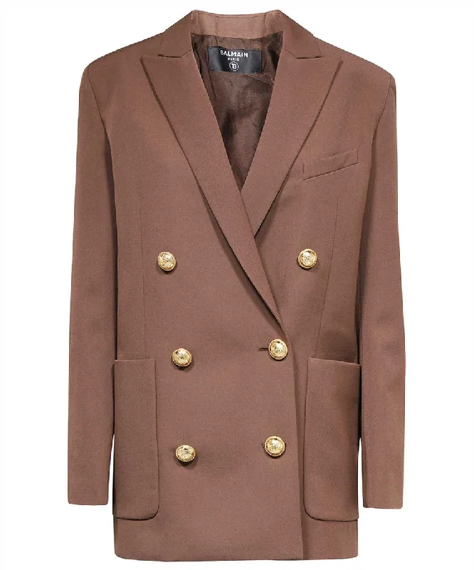 Balmain Women Blazer Jacket - Brown Striped Jacket Polka Dot Jacket Floral Jacket