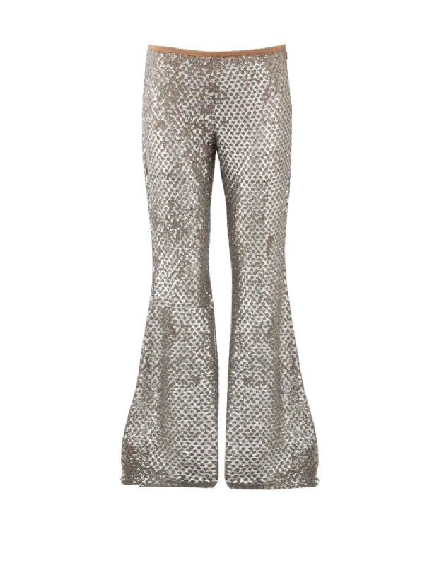 Sequin Mesh Flare Pant Casual Lounge Pants