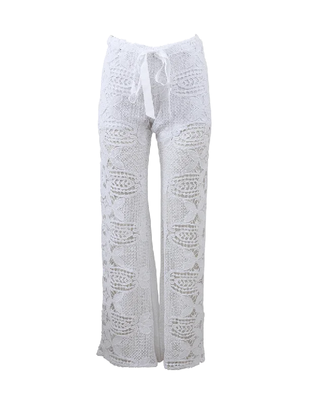 Camden Crochet Pant Trendy Wide-Legged Trousers