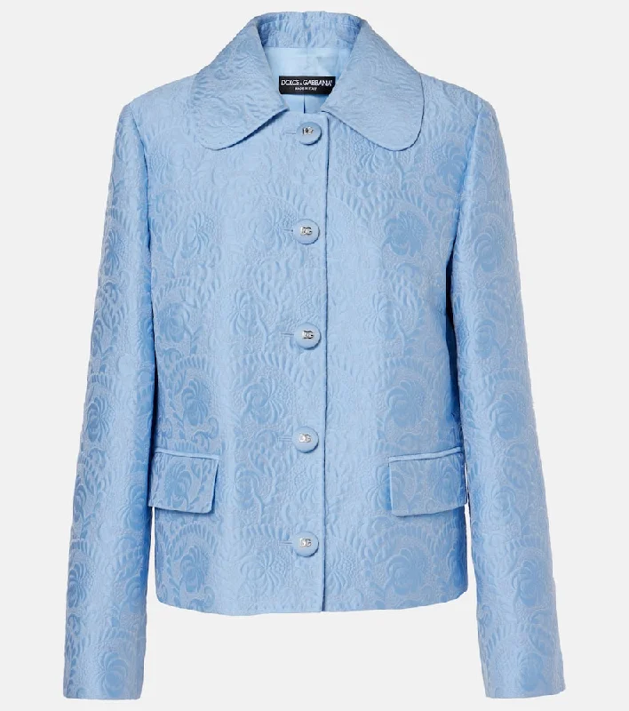 Dolce&Gabbana Cotton and silk-blend jacquard jacket Welt Pockets Slit Pockets Flap Pockets Dolce&Gabbana Cotton and silk-blend jacquard jacket Welt Pockets Slit Pockets Flap Pockets