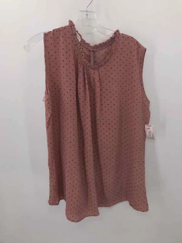 Pre-Owned Jon & Anna Pink Size 1X Polka Dot Tank Top cropped tank top