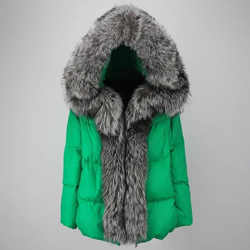 Real Fox Fur Coat Winter Women New Natural Collar Thick Warm Hooded Duck Down Jacket Luxury Outwear Female Loose Tailored Jacket Straight Jacket A-Line Jacket Real Fox Fur Coat Winter Women New Natural Collar Thick Warm Hooded Duck Down Jacket Luxury Outwear Female Loose Tailored Jacket Straight Jacket A-Line Jacket