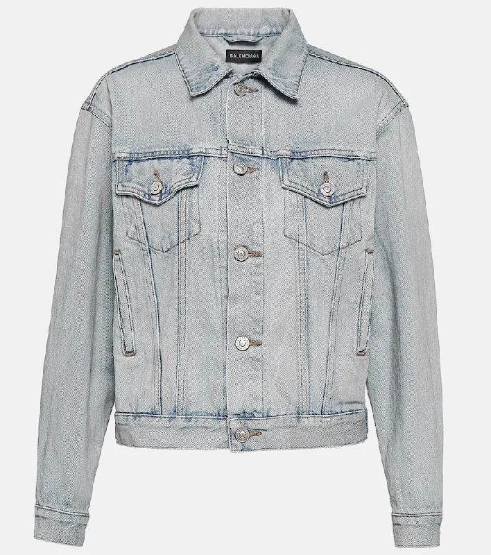 Balenciaga Cropped denim jacket Stand-Up Collar Roll-Neck Collar Turtle Neck