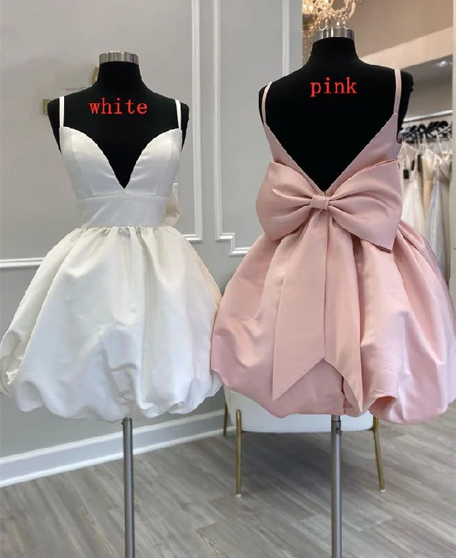 White A-Line Straps Short Party Dress Cute Homecoming Dress, DP2965 Tunics Exclusive limited White A-Line Straps Short Party Dress Cute Homecoming Dress, DP2965 Tunics Exclusive limited