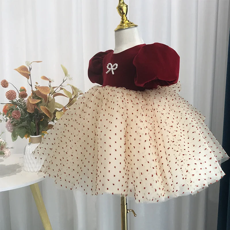 Baby Girl Dress Toddler Wedding Bow Puffy Mesh Birthday Party Dress Glittery Long Formal Baby Girl Dress Toddler Wedding Bow Puffy Mesh Birthday Party Dress Glittery Long Formal