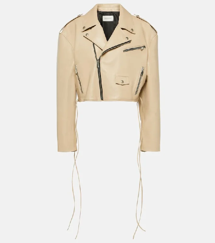 Magda Butrym Cropped leather biker jacket One-Shoulder Jacket Off-the-Shoulder Jacket Asymmetrical Jacket Magda Butrym Cropped leather biker jacket One-Shoulder Jacket Off-the-Shoulder Jacket Asymmetrical Jacket