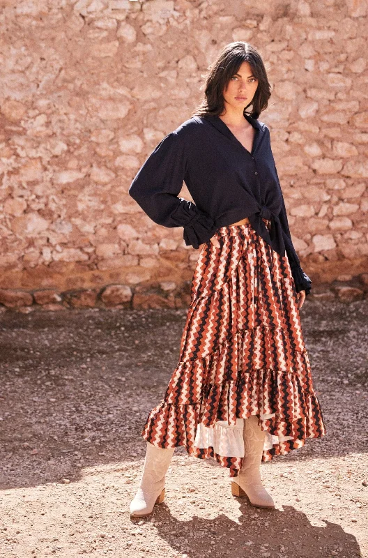 Aztec Print Skirt cashmere skirt rich