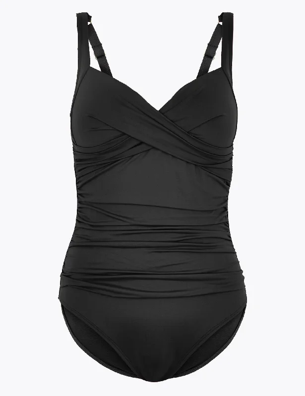 Tummy Control Padded Wrap Plunge Swimsuit Quick-Dry Swimsuit