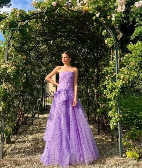 Purple A-Line Strapless Long Prom Dress Party Dress,DP523 Sequined Elegant Party