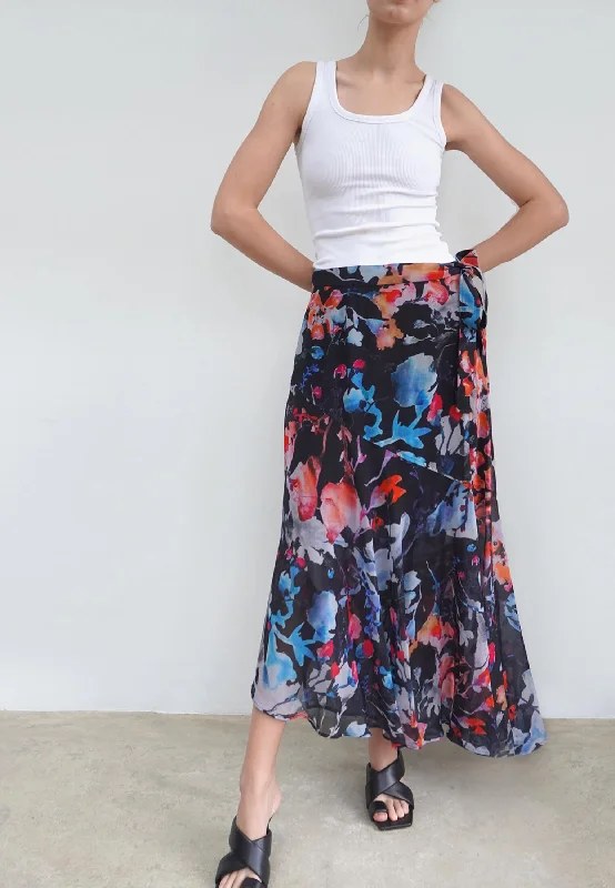 SPINEL SKIRT CANVAS BLACK flowy skirt hem