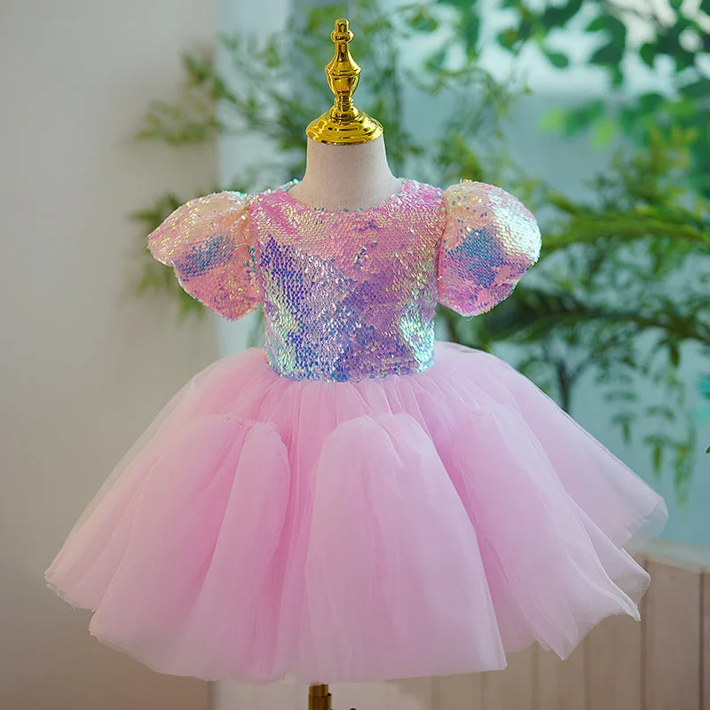 Baby Girl and Toddler Birthday Party Dress Sequin Puffy Puff Sleeve Princess Dress Tunics Plaid country Baby Girl and Toddler Birthday Party Dress Sequin Puffy Puff Sleeve Princess Dress Tunics Plaid country