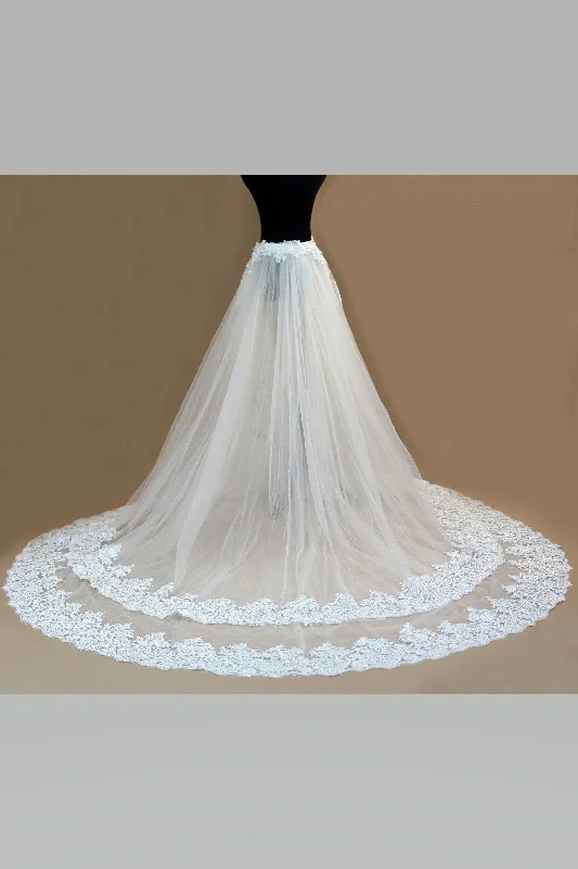 Long Lace Detachable Wedding Train Tulle Wedding Skirt leather skirt sleek