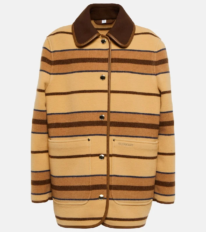 Burberry Striped wool jacket Toggled Jacket Drawstring Jacket Belted Jacket