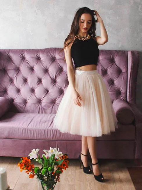 Two Piece Black Homecoming Dress Sexy Halter Tulle Short Prom Dress Party Dress JK397 Tunics Short Trendy Two Piece Black Homecoming Dress Sexy Halter Tulle Short Prom Dress Party Dress JK397 Tunics Short Trendy
