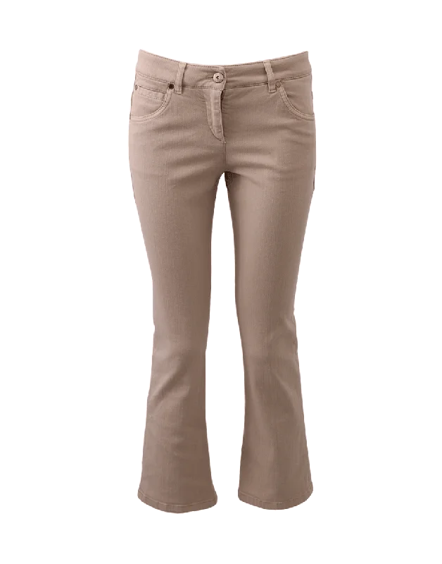 Cropped Flare Denim Pant Formal Slim Pants