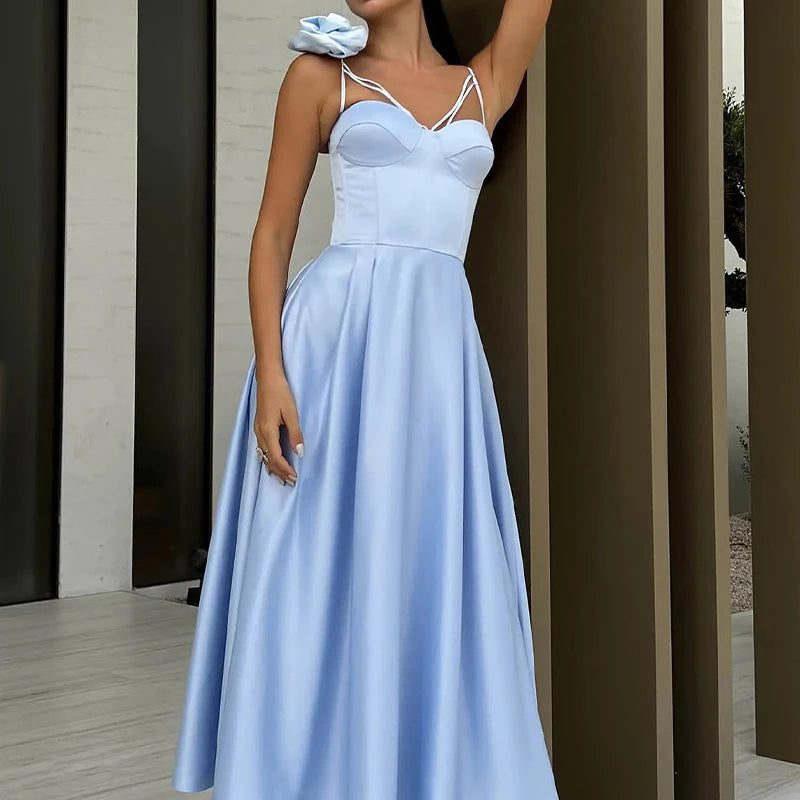 Advbridge - Elegant V-neck Hollow Sleeveless Spaghetti Straps Dress Women Sexy Backless Solid Party Dress Fashion Waist Pleated Long Dresses Tunics Corduroy durable Advbridge - Elegant V-neck Hollow Sleeveless Spaghetti Straps Dress Women Sexy Backless Solid Party Dress Fashion Waist Pleated Long Dresses Tunics Corduroy durable