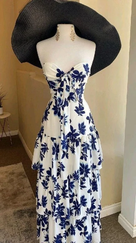 Sweetheart A-Line Tiered Long Party Dress Fashion Summer Vacation Dress, DP3248 A-Line Day Work Sweetheart A-Line Tiered Long Party Dress Fashion Summer Vacation Dress, DP3248 A-Line Day Work