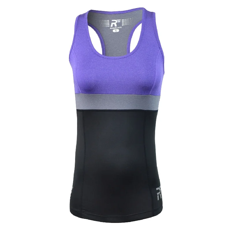 RunFlyte Women's Chakra II Tank Top - Fitted - Moisture Wicking - Violet/Black/Charcoal baby blue tank RunFlyte Women's Chakra II Tank Top - Fitted - Moisture Wicking - Violet/Black/Charcoal baby blue tank
