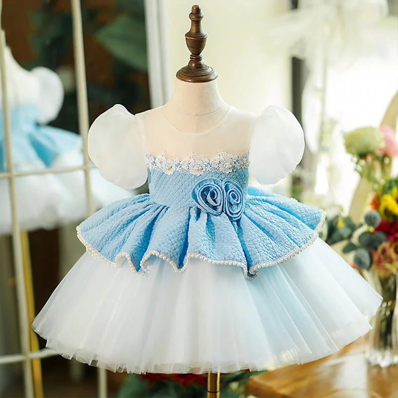 Flower Girl Dress Toddler Mesh Puff Sleeve Puffy Princess Party Dress Tunics Summer linen Flower Girl Dress Toddler Mesh Puff Sleeve Puffy Princess Party Dress Tunics Summer linen