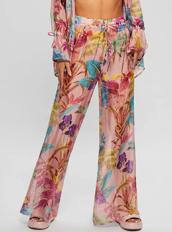 Flower Tropical Print Pants Cozy Jogger Leggings