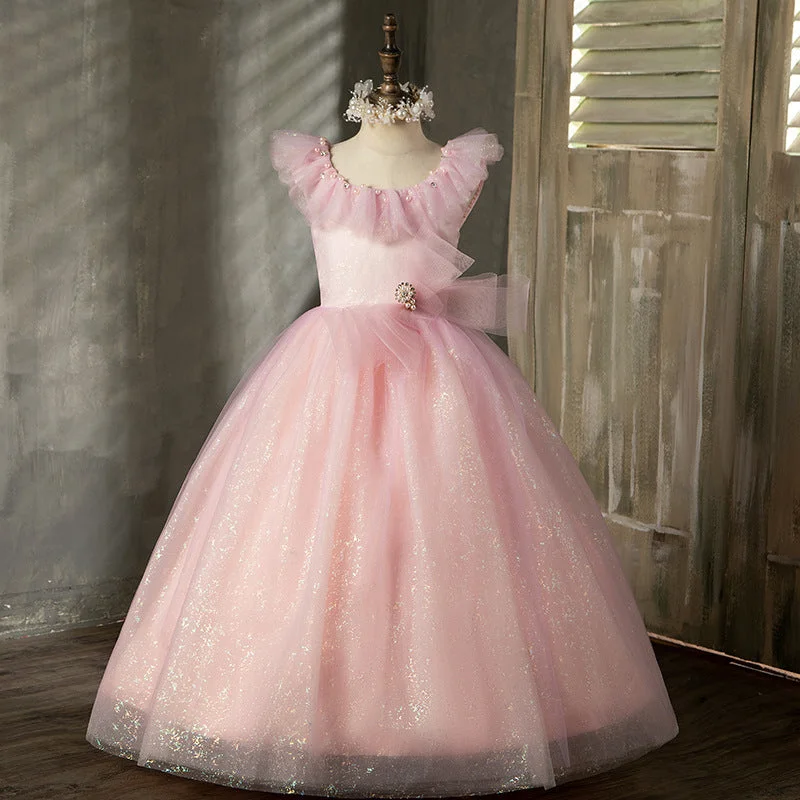Baby Girl Dress Tddler Luxury Communion Pageant Pink Puffy Birthday Party Dress Tunics Versatile functional Baby Girl Dress Tddler Luxury Communion Pageant Pink Puffy Birthday Party Dress Tunics Versatile functional