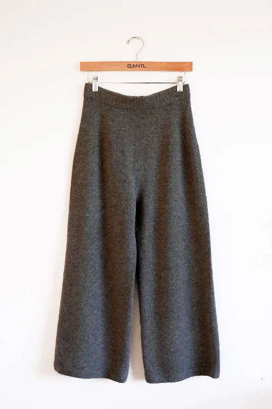 Knit Pant-Charcoal Comfortable Wide-Leg Pants