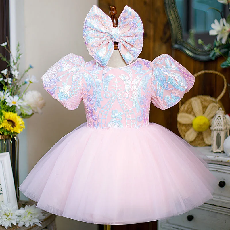 Girl Christmas Dress Toddler Prom Dress Girl Sequin Puff Sleeve Puffy First Communion Birthday Party Dress Square Neckline Feminine Girl Christmas Dress Toddler Prom Dress Girl Sequin Puff Sleeve Puffy First Communion Birthday Party Dress Square Neckline Feminine
