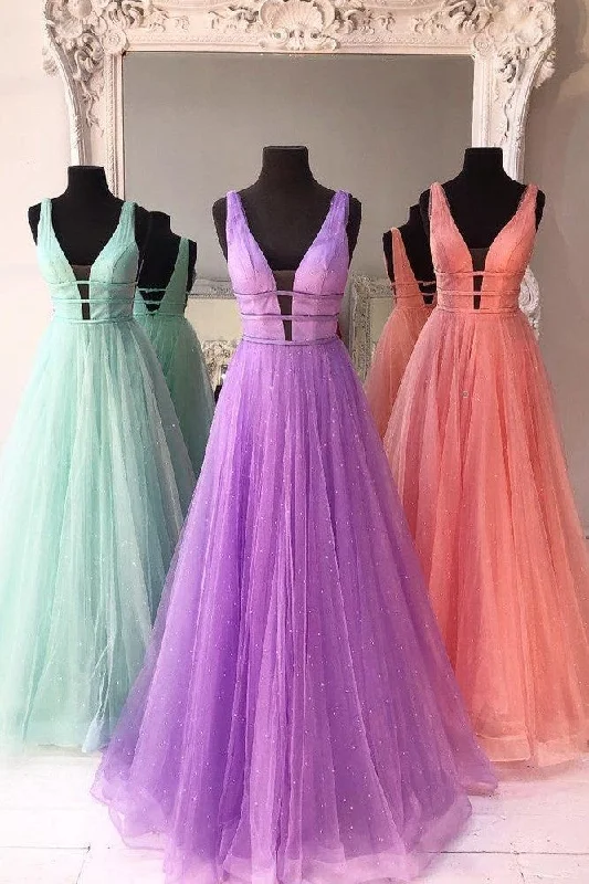 Plunging Neckline Tulle Prom Gown Beaded Skirt cashmere skirt soft