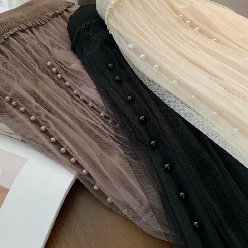 Female Temperament Elegant Thin A Shape Slim Lace Skirt midi skirt versatile