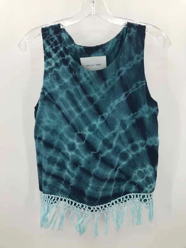 Pre-Owned Amour Vert Blue Size Small Tank Top lace back tank