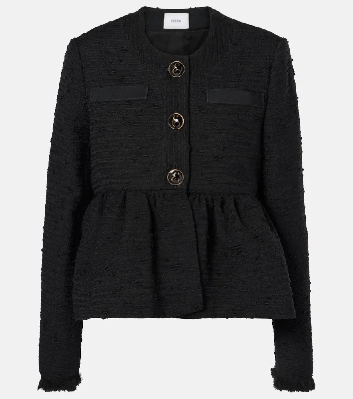 Erdem Cropped tweed jacket Belted Jacket Elasticated Jacket Padded Jacket
