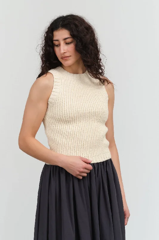 Boucle Tank in Cream ivory tank top