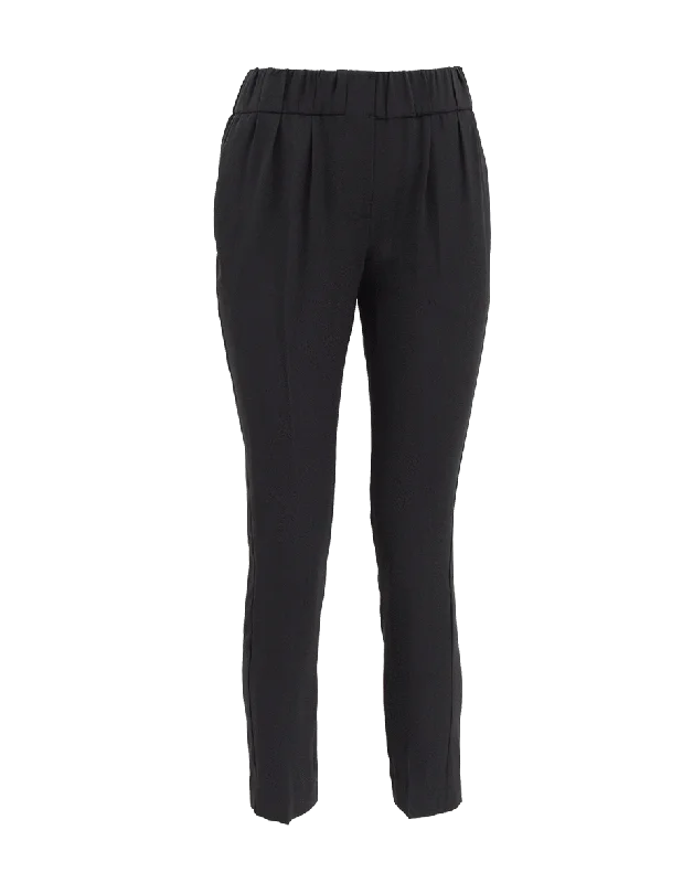 Elastic Pull On Silk Pant Lightweight Linen Pants