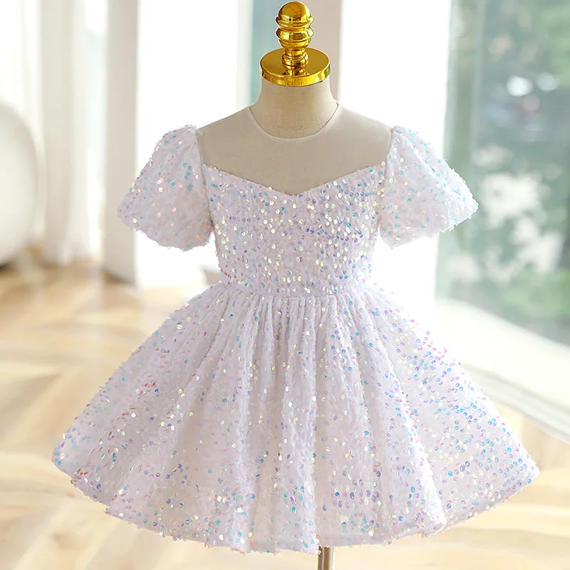 Flower Girl Dress Toddler Summer White Sequins Mesh Pageant Princess Party Dress Peplum Ruffle Cocktail Flower Girl Dress Toddler Summer White Sequins Mesh Pageant Princess Party Dress Peplum Ruffle Cocktail
