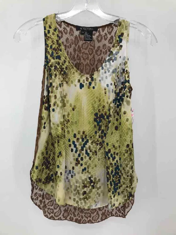 Pre-Owned Etcetera Green Size 00 Printed Tank Top cold shoulder tank