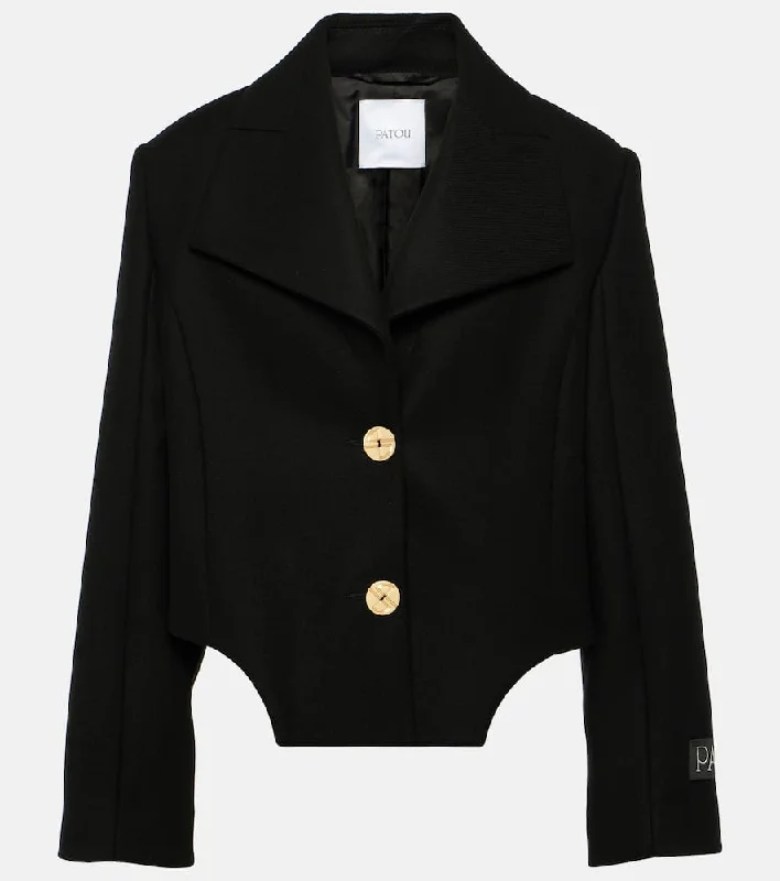 Patou Cropped wool-blend jacket Hoodie Zip-Up Jacket Button-Up Jacket