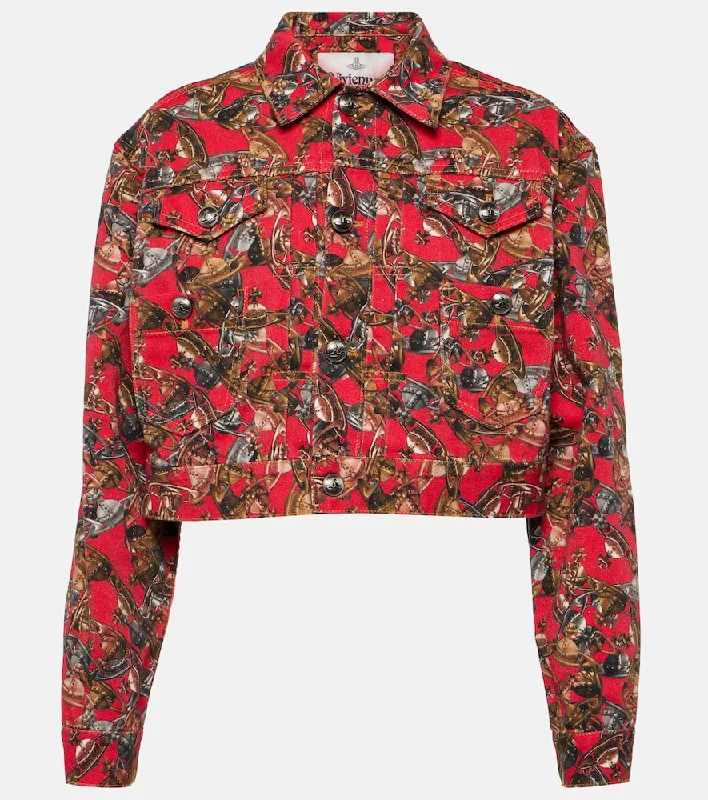 Vivienne Westwood Printed cropped denim jacket V-Neck Jacket Boat Neck Jacket Square Neck Jacket Vivienne Westwood Printed cropped denim jacket V-Neck Jacket Boat Neck Jacket Square Neck Jacket