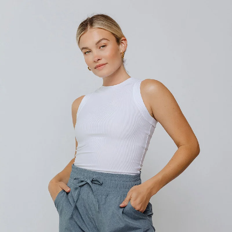 High Neck Tank, White vintage tank top