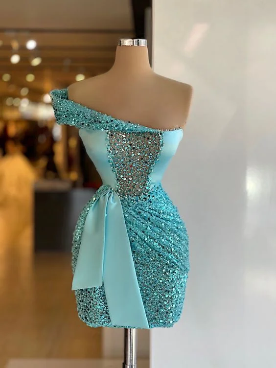 Ocean blue beaded short dress mini party dress Homecoming Dress,DS4153 Square Neckline Feminine Ocean blue beaded short dress mini party dress Homecoming Dress,DS4153 Square Neckline Feminine