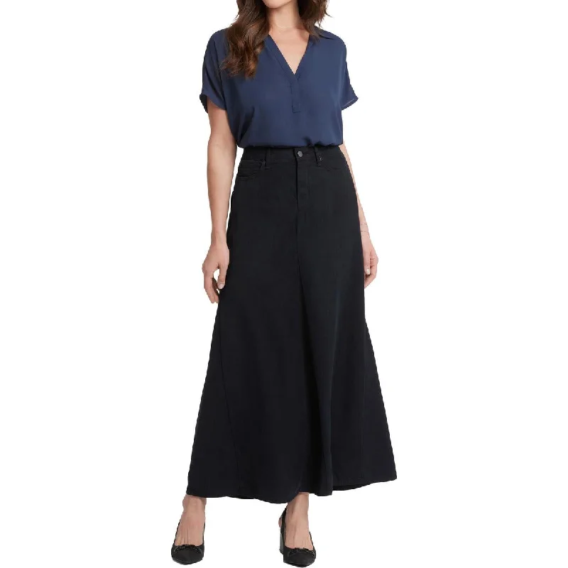 NYDJ Womens Pocket Tencel Maxi Skirt ruffled skirt detail