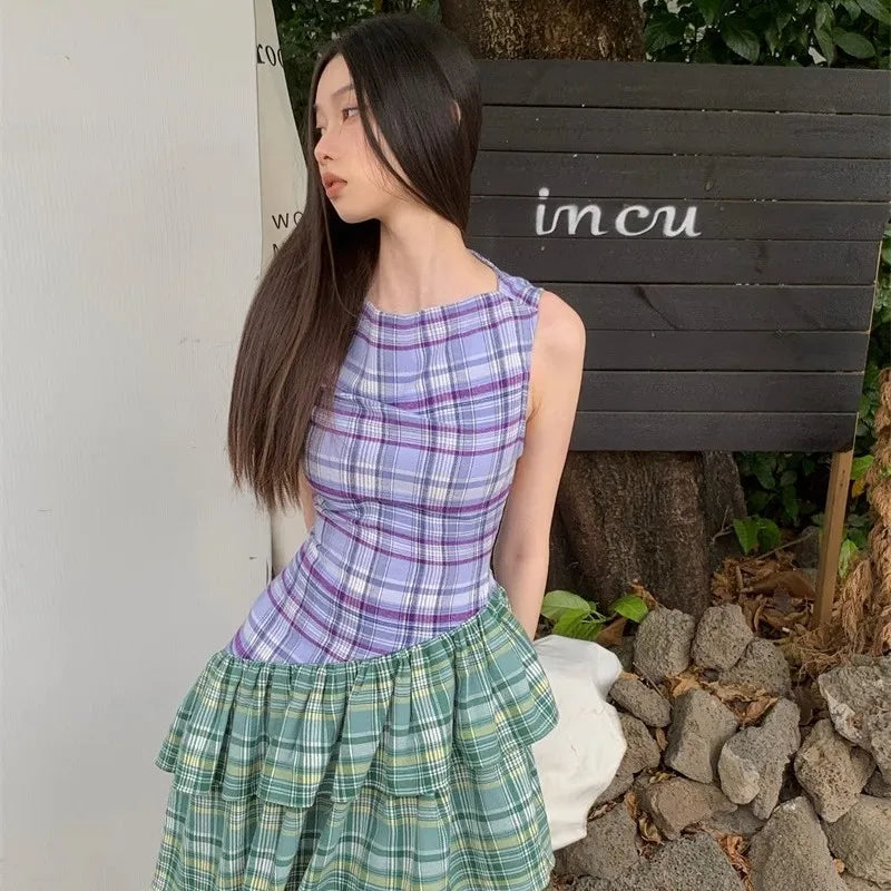 Advbridge Tank Top Plaid Dress for Women, Romantic and Retro Design, Unique and Unique for the Minority to Wear, Summer Contrast Co Co boho tank top Advbridge Tank Top Plaid Dress for Women, Romantic and Retro Design, Unique and Unique for the Minority to Wear, Summer Contrast Co Co boho tank top