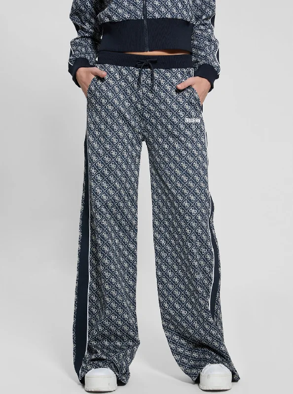 Blue Logo Sarah Wide Pant Comfortable Fleece Pants