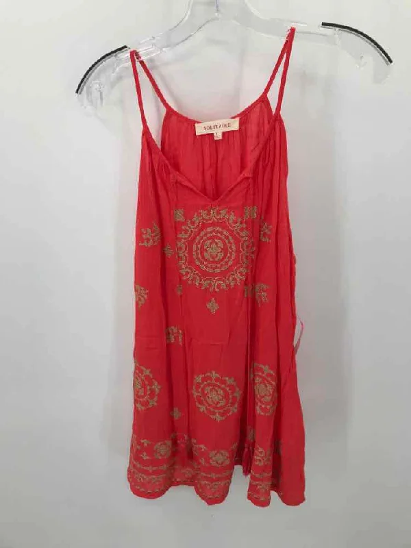 Pre-Owned Solitaire Orange Size Large Tank Top crew neck tank