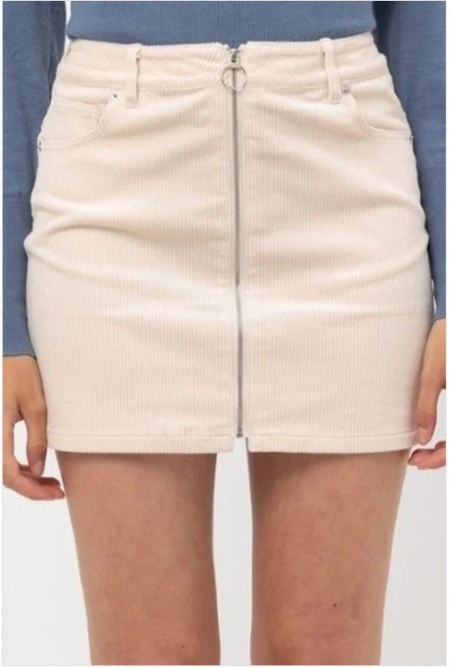 CLEARANCE- Corduroy Mini Skirt- Cream midi skirt versatile