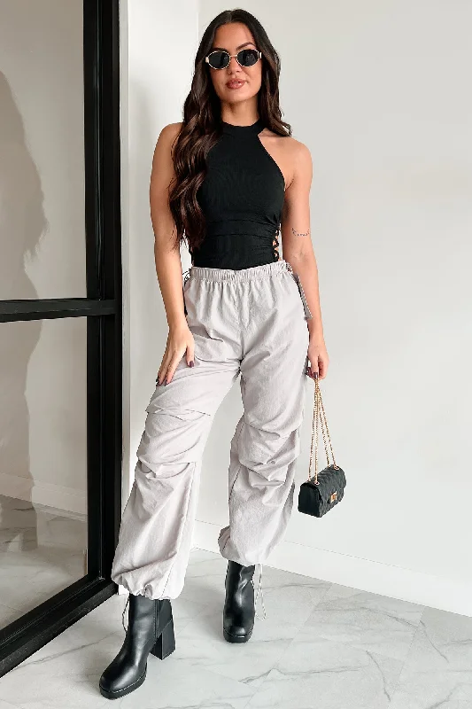 Gibbs Nylon Parachute Pants (Grey) Comfortable Wide-Leg Pants