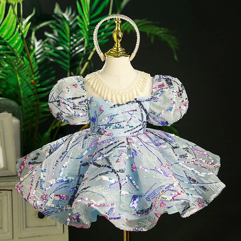 Flower Girl Dress Toddler Princess Dress Summer Sequins Beadwork Puffy Birthday Party Dress Tunics Silk luxurious Flower Girl Dress Toddler Princess Dress Summer Sequins Beadwork Puffy Birthday Party Dress Tunics Silk luxurious