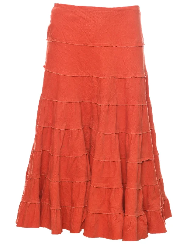 Y2K Corduroy Burnt Orange Midi Skirt - L denim skirt stylish
