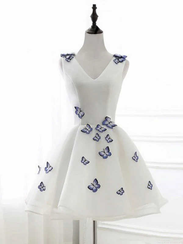 Homecoming Dress Chic Butterfly Ivory Organza Short Prom Dress Party Dress JK241 Tunics Floral girly Homecoming Dress Chic Butterfly Ivory Organza Short Prom Dress Party Dress JK241 Tunics Floral girly