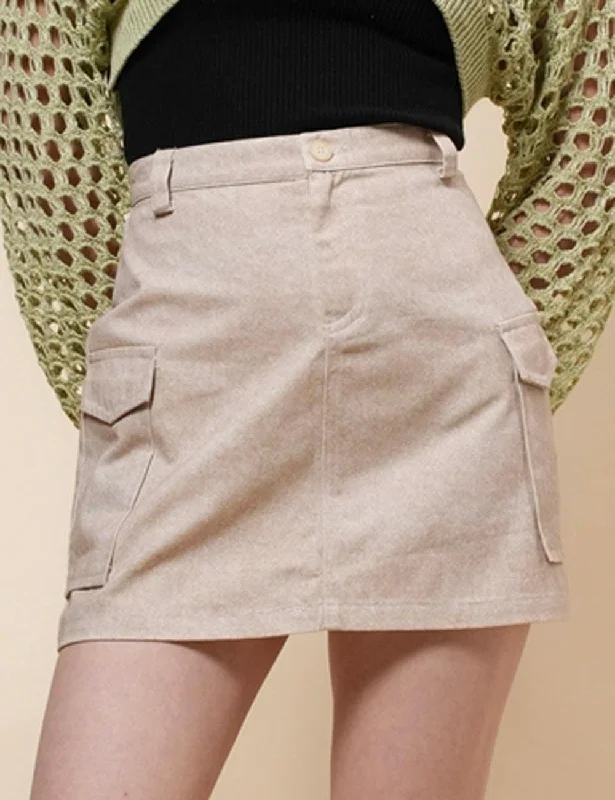 Ladies Pocket Solid Color Denim Mini Skirt SKS318 cashmere skirt plush
