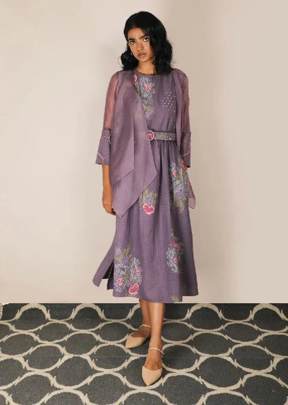 Pallavi Singh dessert rose print lavender dress with embroidered jacket with belt Tiered Jacket Buttoned Jacket Zippered Jacket Pallavi Singh dessert rose print lavender dress with embroidered jacket with belt Tiered Jacket Buttoned Jacket Zippered Jacket